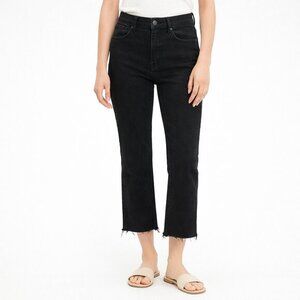 Madewell Jeans Cali‎ Demi Bootcut Cropped Black Raw Hem Chewed Women's Size 25